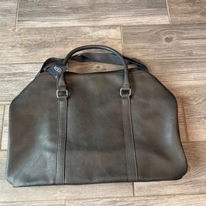 New Ulta Black Faux Leather Duffle Travel Bag Weekender Carry On Large